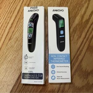 (2 Pack) Ankovo Thermometers Forehead & Ear & Non-Contact Infrared